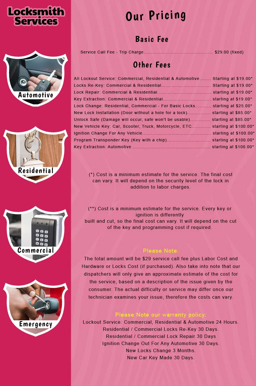 Chatham NJ Locksmith Store Chatham, NJ 973-939-3173 - price-list-c-18